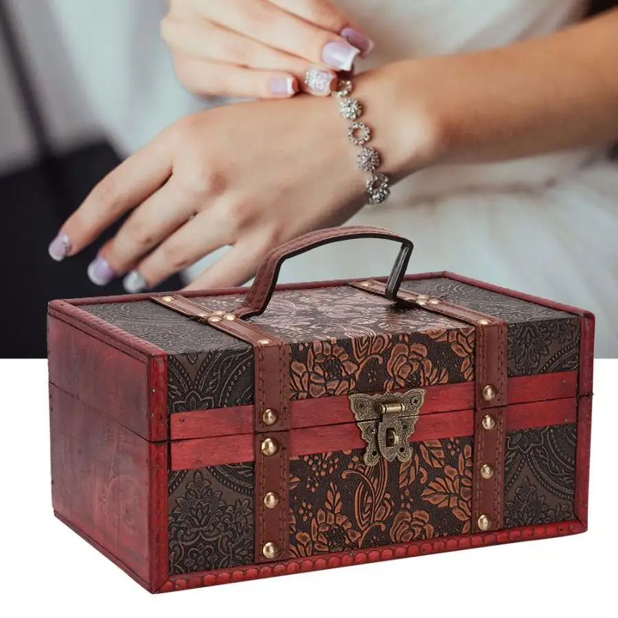 Портативный винтажный контейнер для ювелирных изделий деревянные кольца серьги