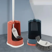 double sided toilet brush with holder floor standing plastic brush head home cleaning tools set durable bathroom accessories