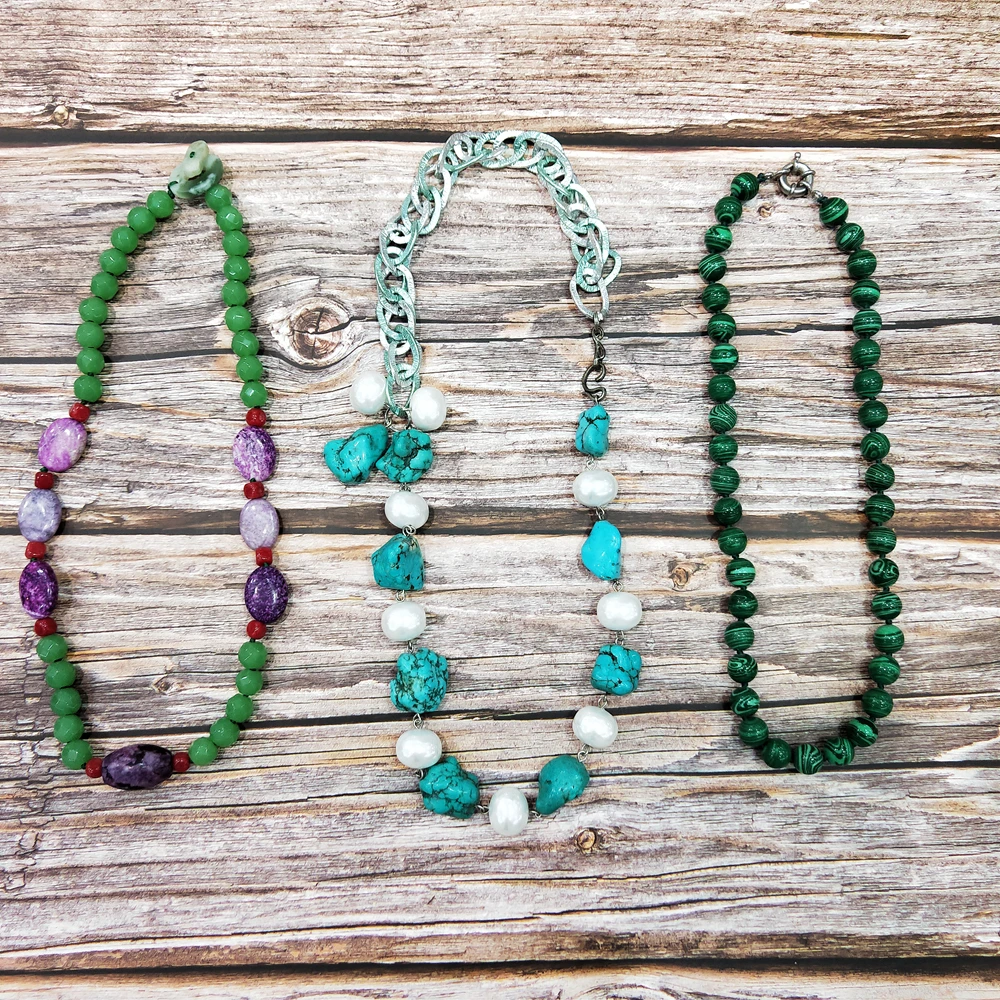 Lii Ji уникальное ожерелье из натурального камня бирюзы нефрита агата кварца