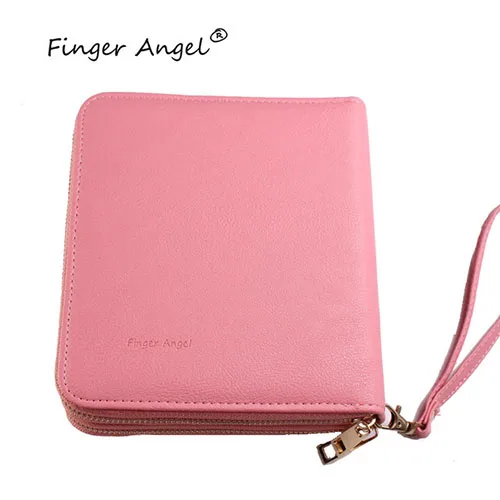 Finger Angel 192 слотов 6 цветов пластины для штамповки ногтей двойная молния Чехлы для ногтей трафарет держатель маникюрный шаблон Oragnizer - Цвет: Pink