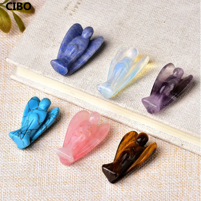 

CIBO Natural crystal angel ornaments jade semi-precious stones crafts home decoration ornaments angel carving