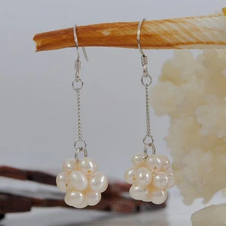

New Unique Pearl Earring S925 Silver Hook Natural Freshwater Pearl Earrings Fine Jewelry Accessory Ball Handmade Nice Women Gift