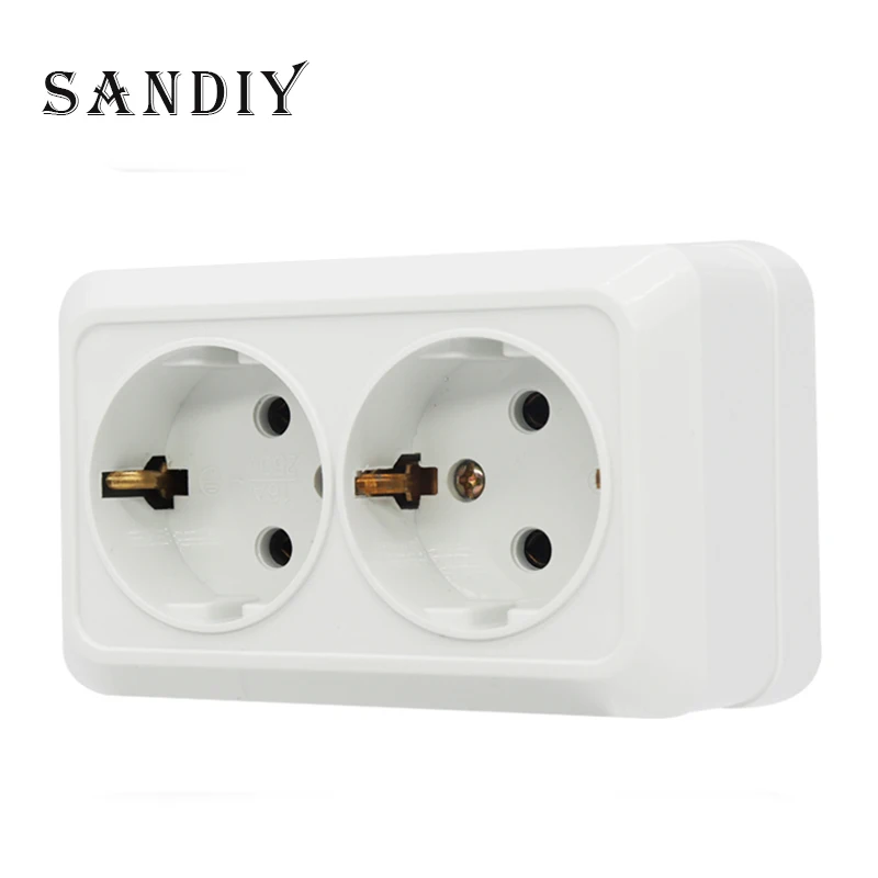 Розетка настенная с 2 розетками 16 А 250 В|Электрические розетки| |