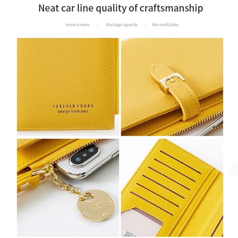 Vento Marea Women Wallet Faux Leather Fashion Lady Wristlet Handbags Long Female Money Bag Zipper Coin Purse Pink Card ID Holder