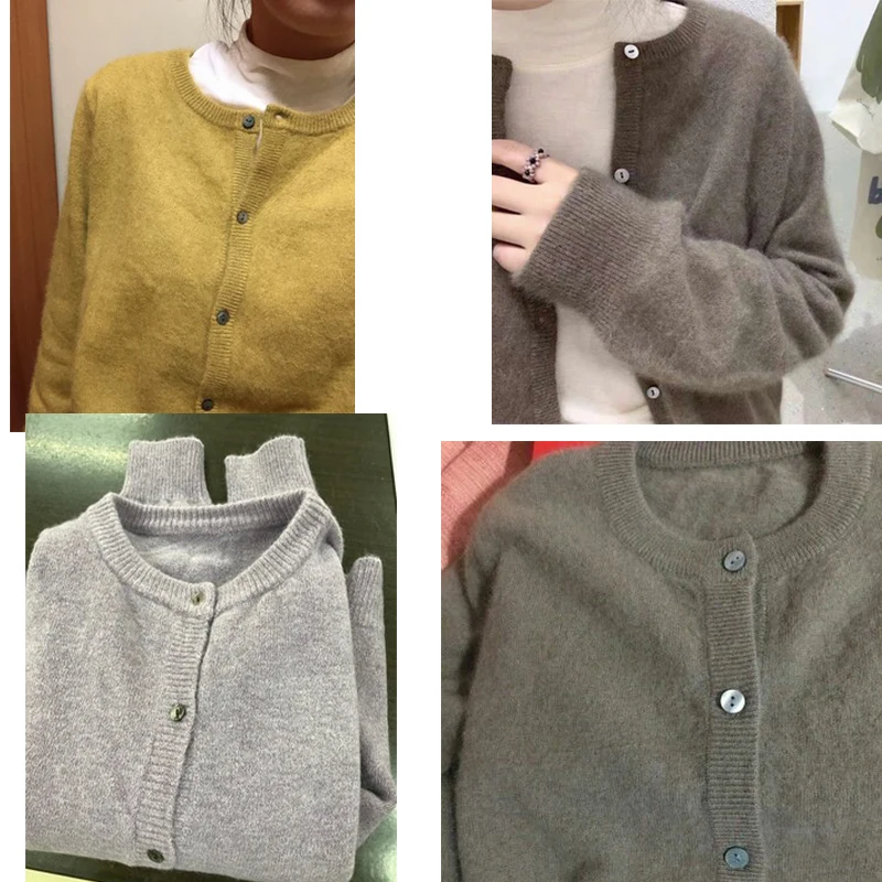 

Vintage Cardigan Women Sweater Korean Short Coat 2020 Fall Soft Cashmere Loose Knitted O-Neck Winter Streetwear Single Breasted