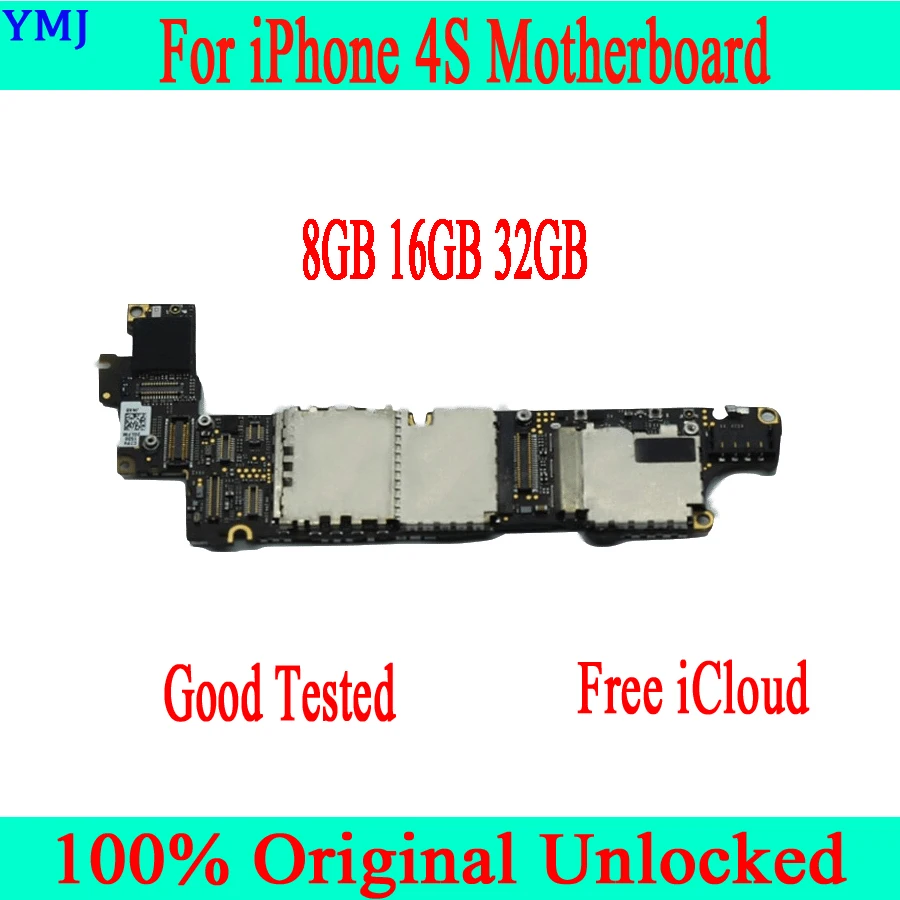 С IOS Системы для iphone 4S материнской платы с бесплатной iCloud, разблокирована для iphone 4S материнской платы+ Полный Чипсы