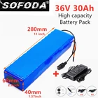 Аккумулятор для электровелосипеда, 36 В, 30000 мАч, литий-ионный аккумулятор 18650, 500 Вт, высокая мощность и емкость 42 в, для мотоцикла, скутера с зарядным устройством