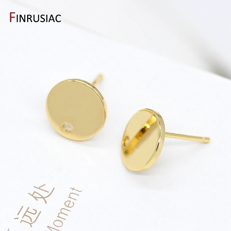 14k gold plated round stud earring findings accessories for diy make earrings jewellery wholesale oorbellen maken | Украшения и