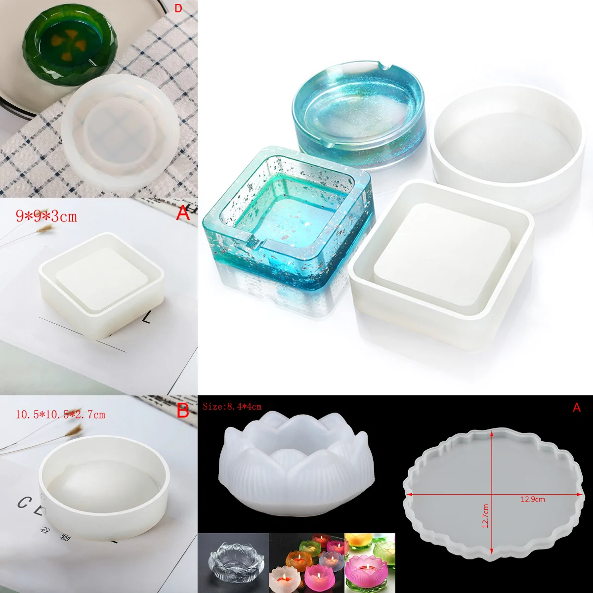 

1pcs Mold Ashtray Coaster Flexible Silicone Mold Epoxy ResinCraft Clay Resin Molds Plaster Mold
