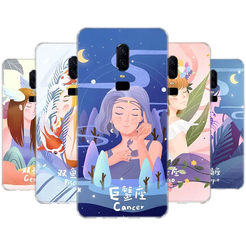 

Twelve constellations Case For OnePLus One Plus 1+ 9R 9 8T Nord 8 lite 7T 7 Pro 6T 6 5T 5 Transparent Silicone Cover Coque