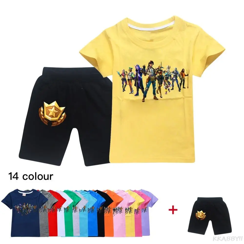 Комплект одежды для девочек Fortnites Детская летняя футболка трусики маленьких