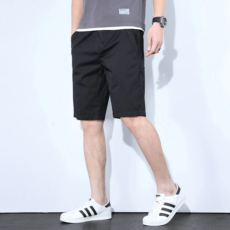 

Huncher Mens Casual Shorts 2021 Summer Solid Breathable Shorts Fashion Elastic Waist Outdoor Running Black Board Shorts For Mens