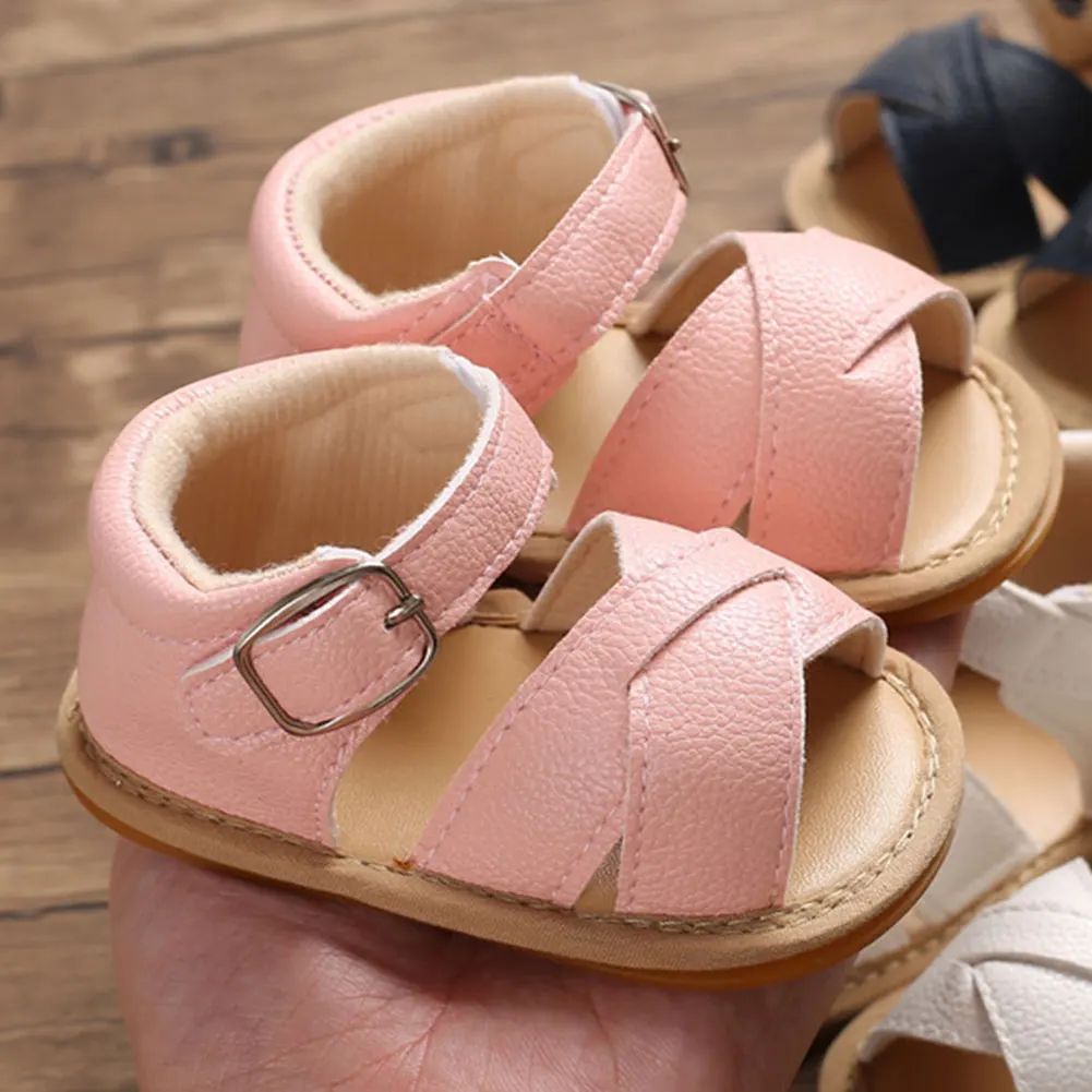 

2021 New Summer Children'S Shoes Leather Toddler PU Leather Non-Slip Girls Sandals Princess Shoes Soft Bottom Baby Sandals