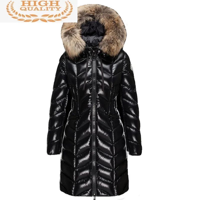 

Jacket Down Winter Women's 90% White Duck Down Coat Hooded Long Warm Puffer Jacket 2021 High Quality Doudoune Femme Hiver KJ2596