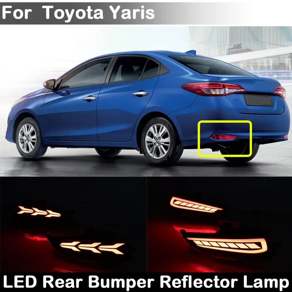 2 шт. для Toyota Yaris 2017 2018 2019 красный светодиодный задний бампер отражатель лампы в 1
