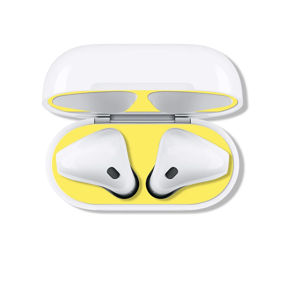 yellow 2 пары наушников, зарядная коробка, чехол, пленка, Новое поступление, защитная наклейка, чехол, кожа, защита от пыли, защита от пыли для Apple Airpods - Цвет: yellow