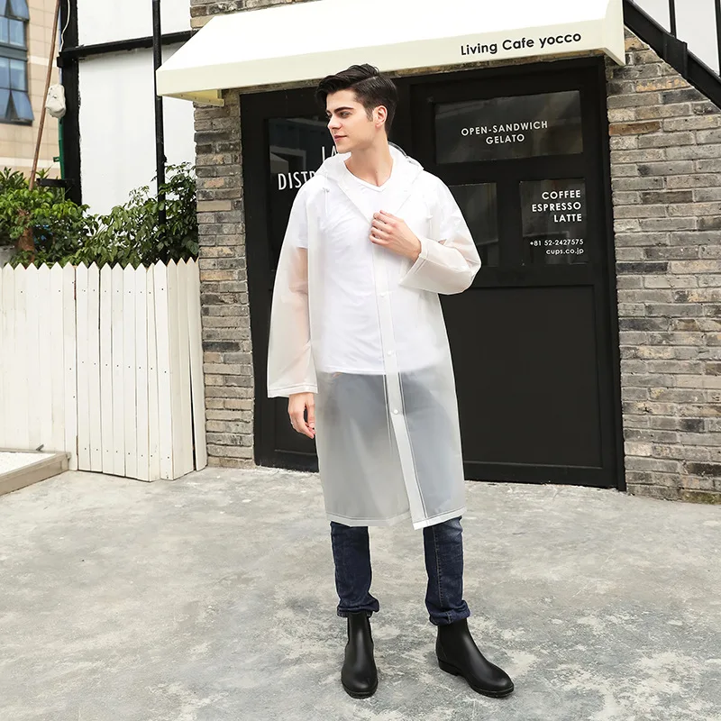

Environmental Women Raincoat Men Black Rain Clothes Cover Hooded Poncho Motorcycle Rainwear Adult Clear Portable Rain Jacket