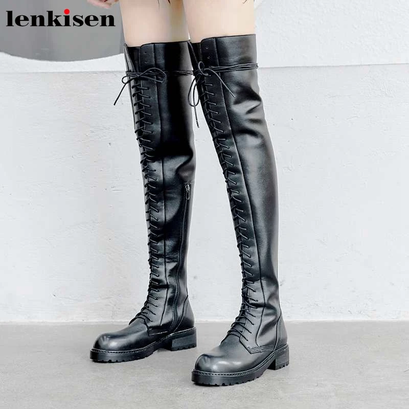 Lenkisen/модная обувь для отдыха из коровьей кожи на шнуровке зимние женские сапоги