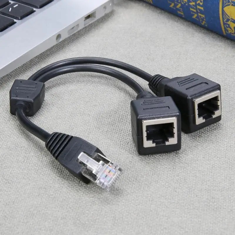 Сетевой сплиттер DSL RJ45 штекер 2 гнезда адаптер Соединительный кабель черный| |