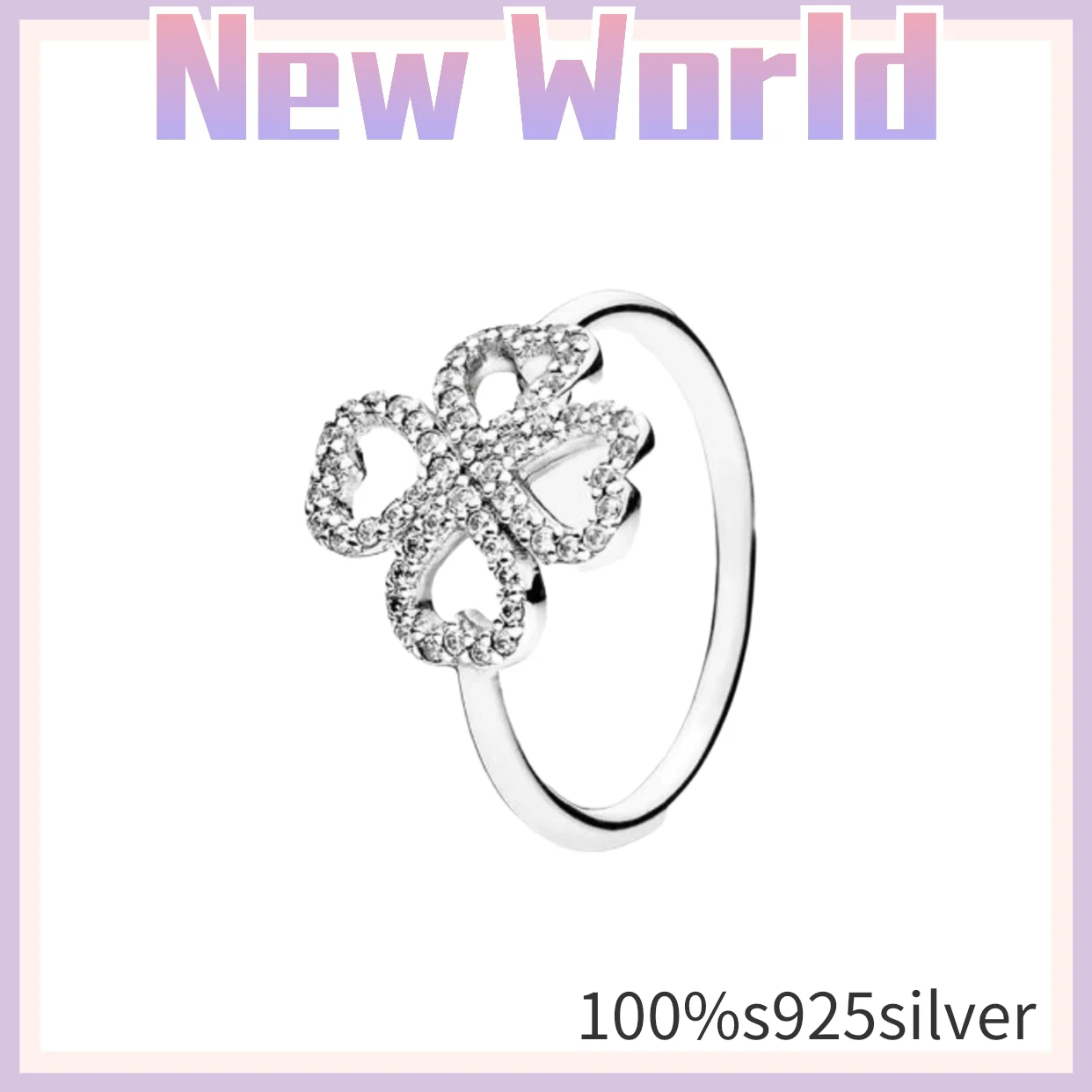 

Hot style Original 100%925 Silver pandora Clover Crystal Ring High Quality for Ladies Couple Ring DIY Fashion Wedding Jewelry