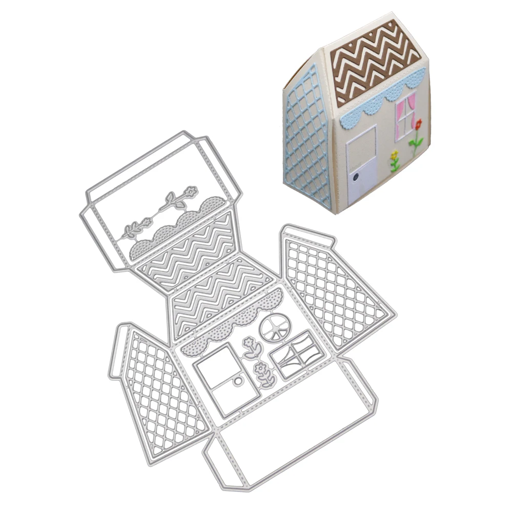 Новейшие 3D дом Конфеты Подарочная коробка металла резки штампы трафареты