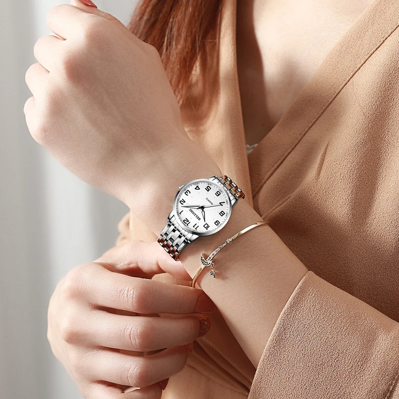 Парные часы для мамы папы стальные водонепроницаемые с большим циферблатом