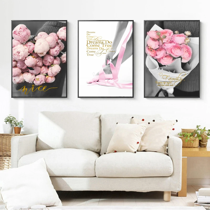 Розовый цветок домашняя настенная живопись настраиваемый Hd фотография розовая