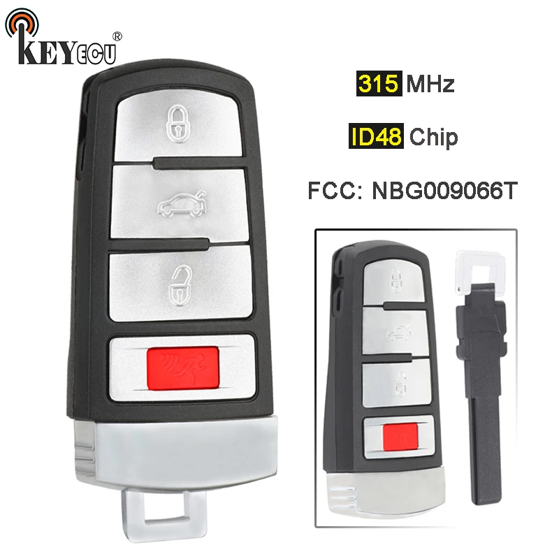 KEYECU 315 МГц ID48 чип FCC: NBG009066T HLO 3C0 959 752 3 + 1 4 кнопки дистанционный смарт ключ брелок для
