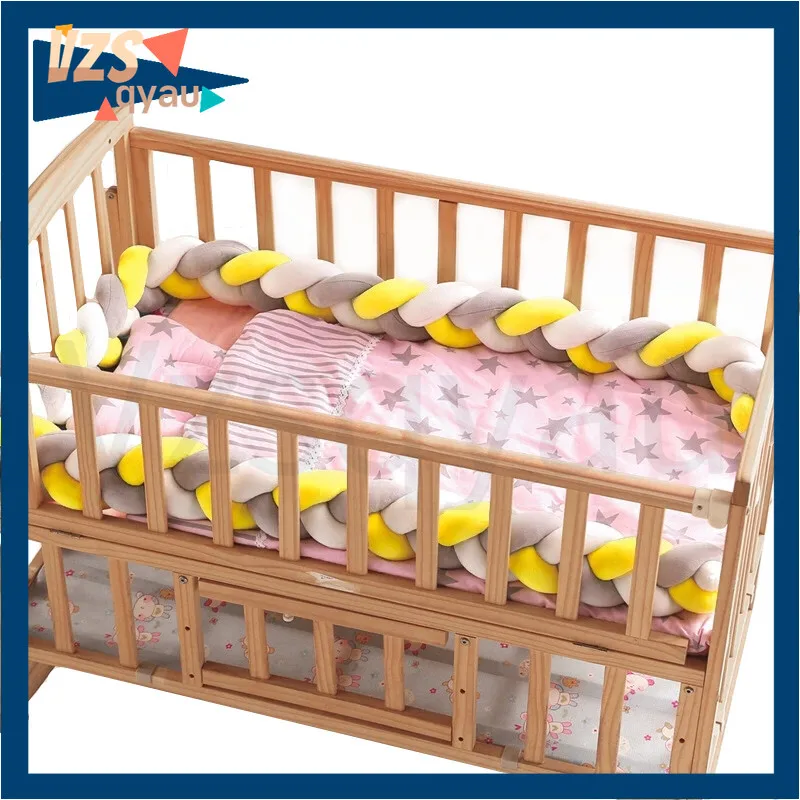 

1M/1.5M/2M/3M/4M Baby Bumper Crib Cot Protector Infant Bebe Bedding Set for Baby Boy Girl Braid Knot Pillow Cushion Room Decor