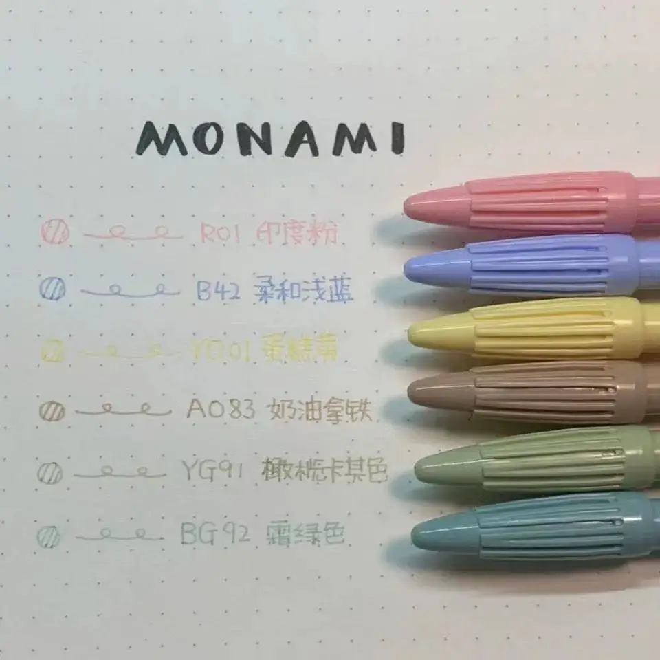 Ручка Monami Plus 3000 светильник макарун фибра 6 шт. | Канцтовары для офиса и дома