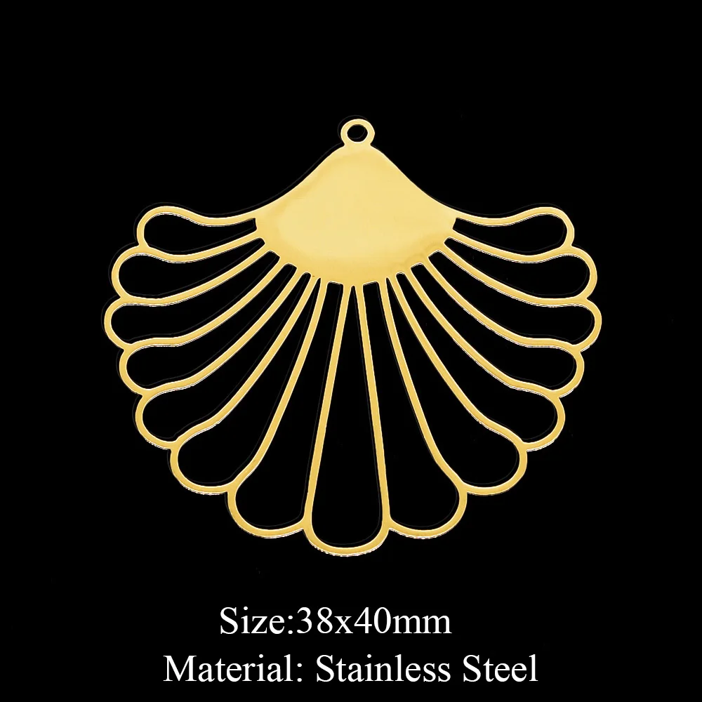 5pcs/lot 100% Stainless Steel 40mm Fan-shaped DIY Earring Pendant Charm Wholesale Custom Charms Finding Supplies Factory Prices |