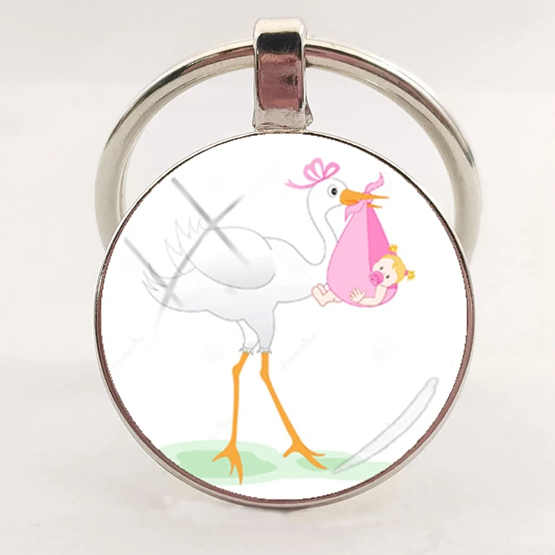 2020 Новый Модный ручной брелок stork и baby стеклянный купол на женская бижутерия