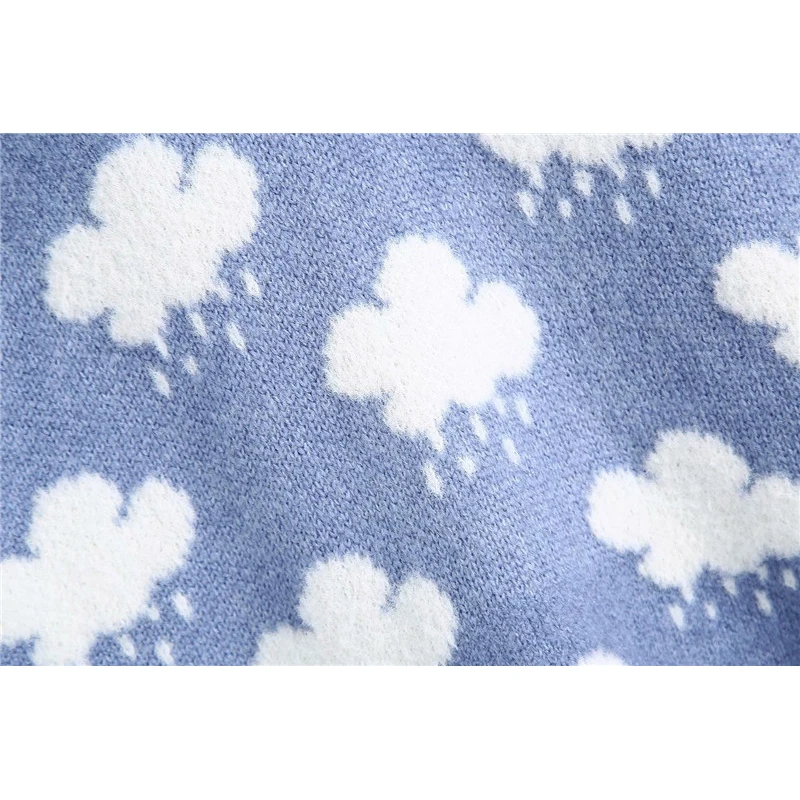 

Women Fashion Knitted Cloud Sprint Blue Pullover Vest Female Casual V-Neck Sleeveless Elastic Sweaters Girls Jumpers