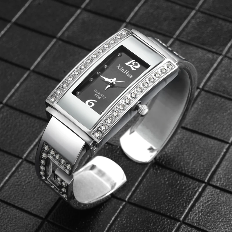 Женские часы модные серебристые женские с квадратным циферблатом из нержавеющей