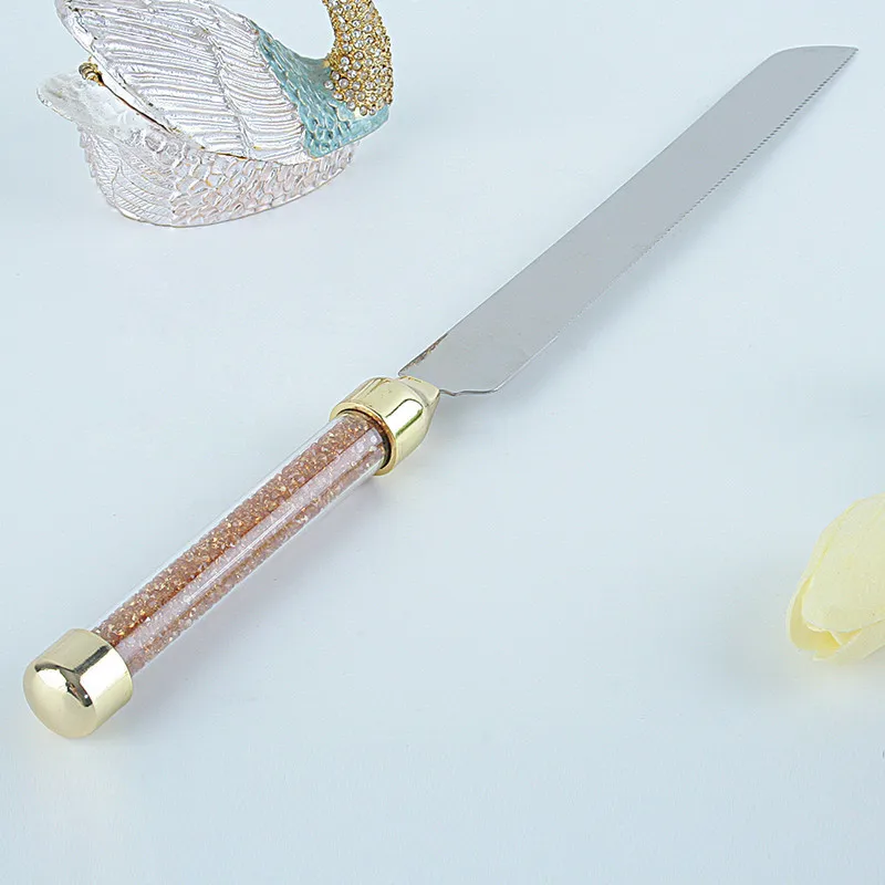 2pcs Birthday Cake Cutlery Gold Foil Paper Shovel knives Set Handle Knife Pizza Wedding Server Western Dinnerware Tableware|Наборы