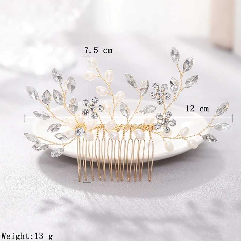 

Gold Silver Color Bridal Hair Comb Wedding Hair Accessories Head Ornaments Pearl Hair Comb Jewelry Rhinestone Bridal Headpiece