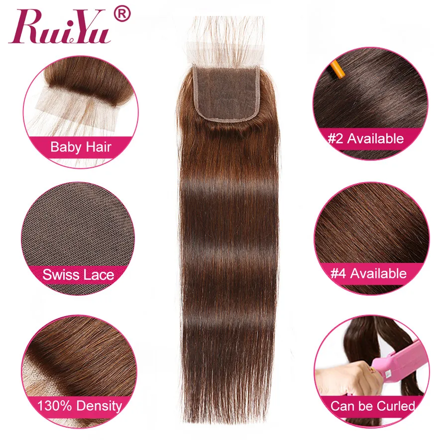 Human Hair Bundles With Closure Straight Hair Bundles With Closure Brazilian Hair Weave Bundles With Closure RUIYU Non-Remy Hair