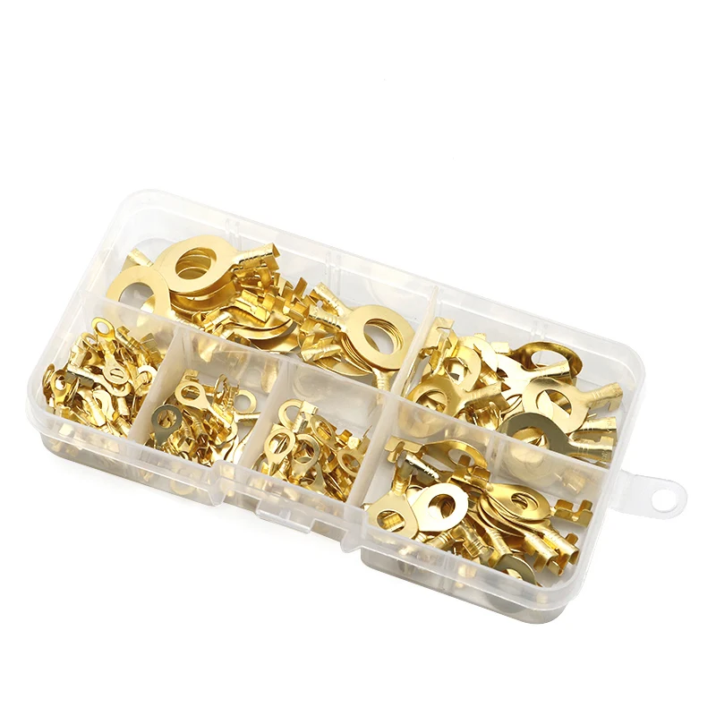 150 шт./компл. золотые клеммы кольцевого типа латунные неизолированные обжимные