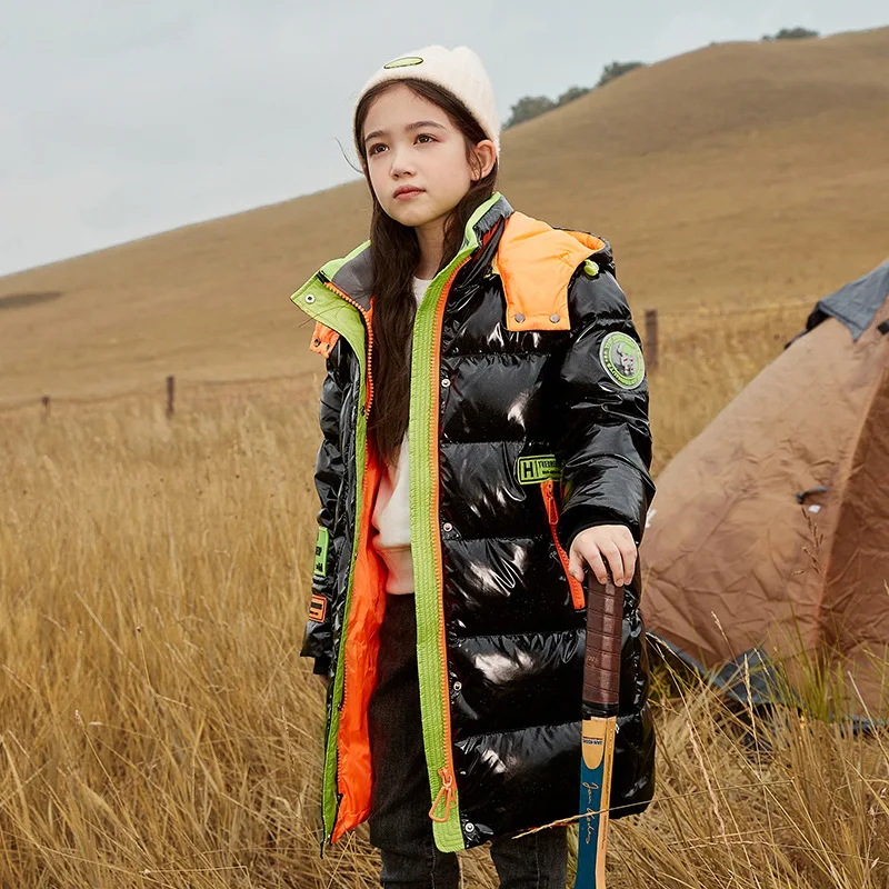 

down jacket girls long 2021 new brim thickening in cuhk children's clothing han edition disposable coat in winter