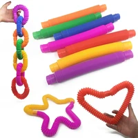 colorful fidget tube toys for children sensory stress relief toys educational funny antistress folding plastic tube coil toy