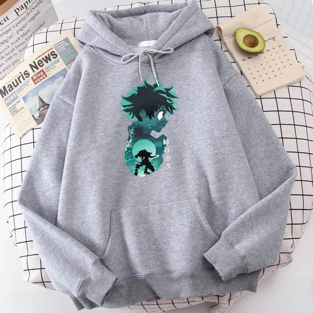 

Мужская толстовка с капюшоном, с принтом в стиле аниме My Hero Academia Midoriya Izuku, теплая, повседневная, большого размера