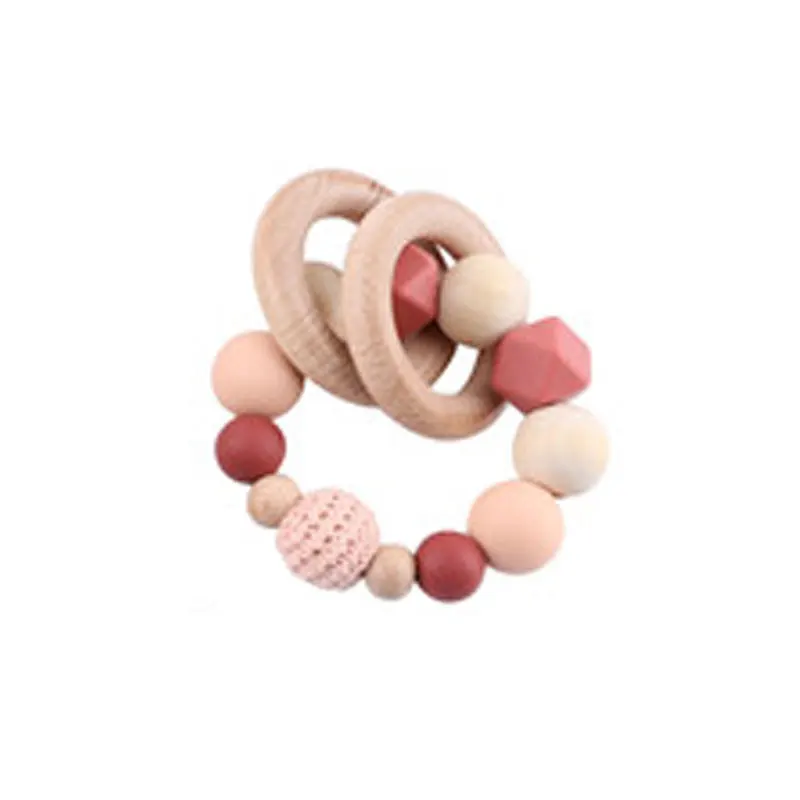 pink bracelet Let's Make/1 комплект/3 шт. детская коляска погремушка-пустышка цепочка дерево кольцо пищевой деревянный Прорезыватель автомобильное сиденье Прорезыватель для зубов игрушки Детский Прорезыватель - Цвет: pink bracelet
