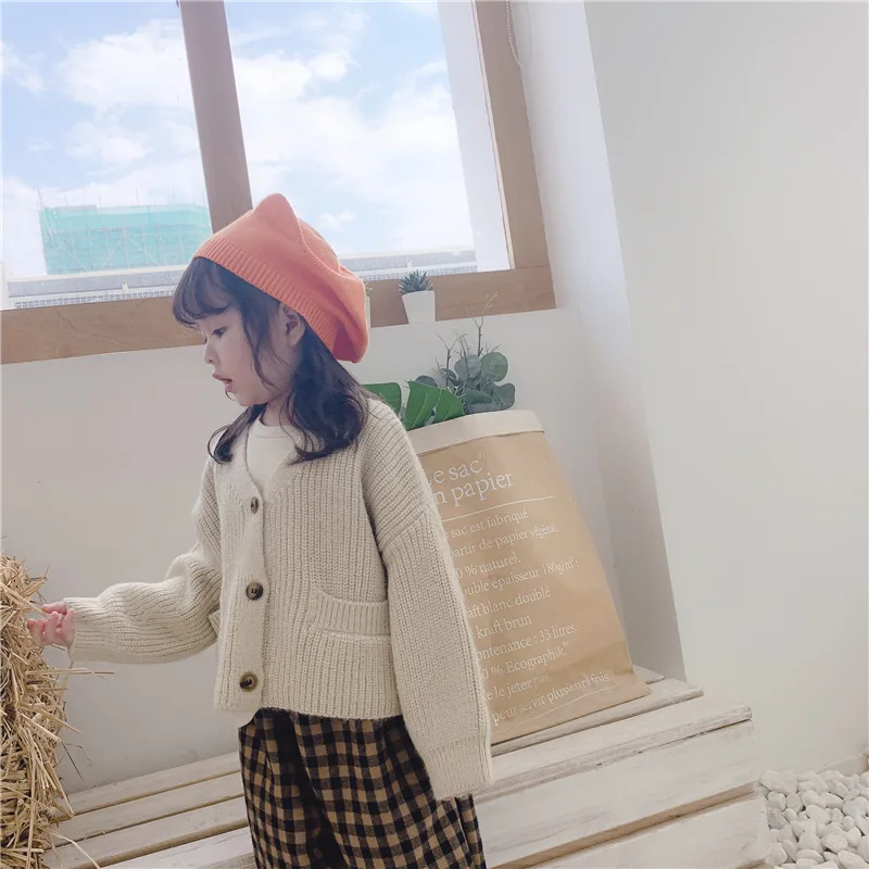 Детский свитер с длинным рукавом для девочек однотонный Повседневный Свободный