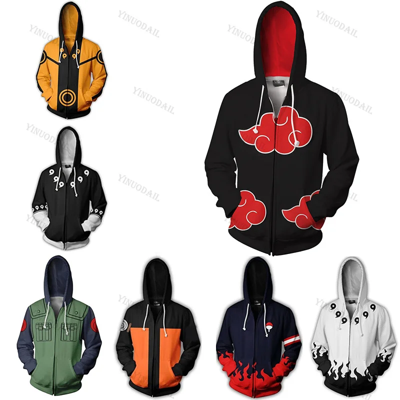 

Anime Hoodie Uzumaki Uchiha Sasuke Kakashi Ootutuki Zipper Coat Tops Pullover Hoodies Sweatshirt