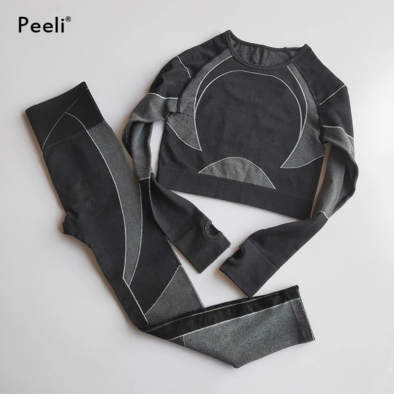 Бесшовный комплект из 2 предметов женский спортивный костюм для йоги