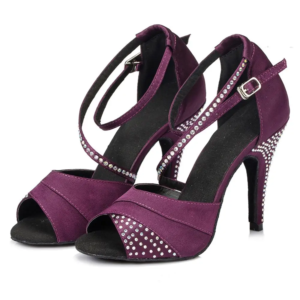 Женские атласные туфли для латиноамериканских танцев со стразами девушек и