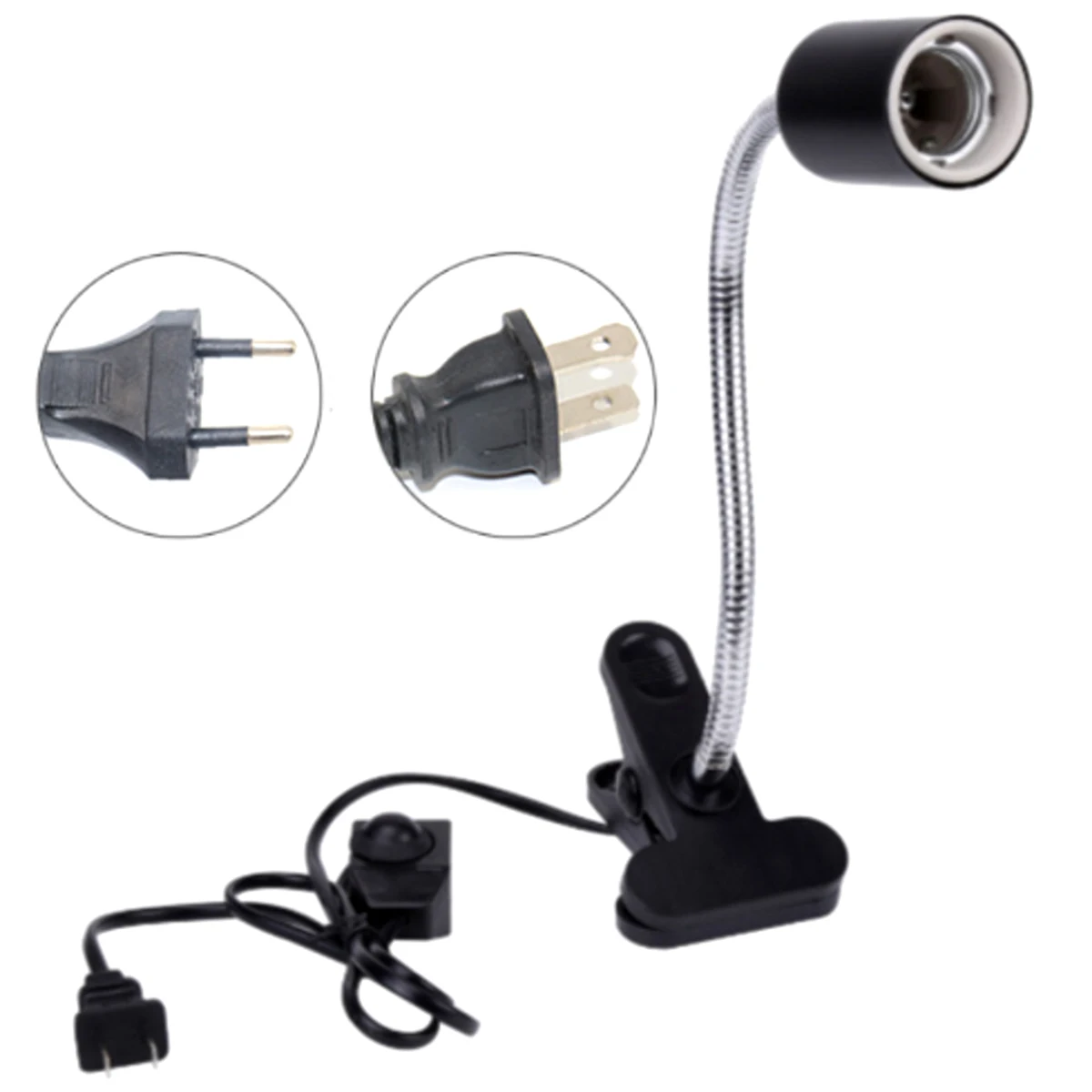 

50W Clip-on Flexible Reptile Lizard Basking Heat Light Holder with UV Bulb EU Plug50W Clip-on Reptile Backing Light