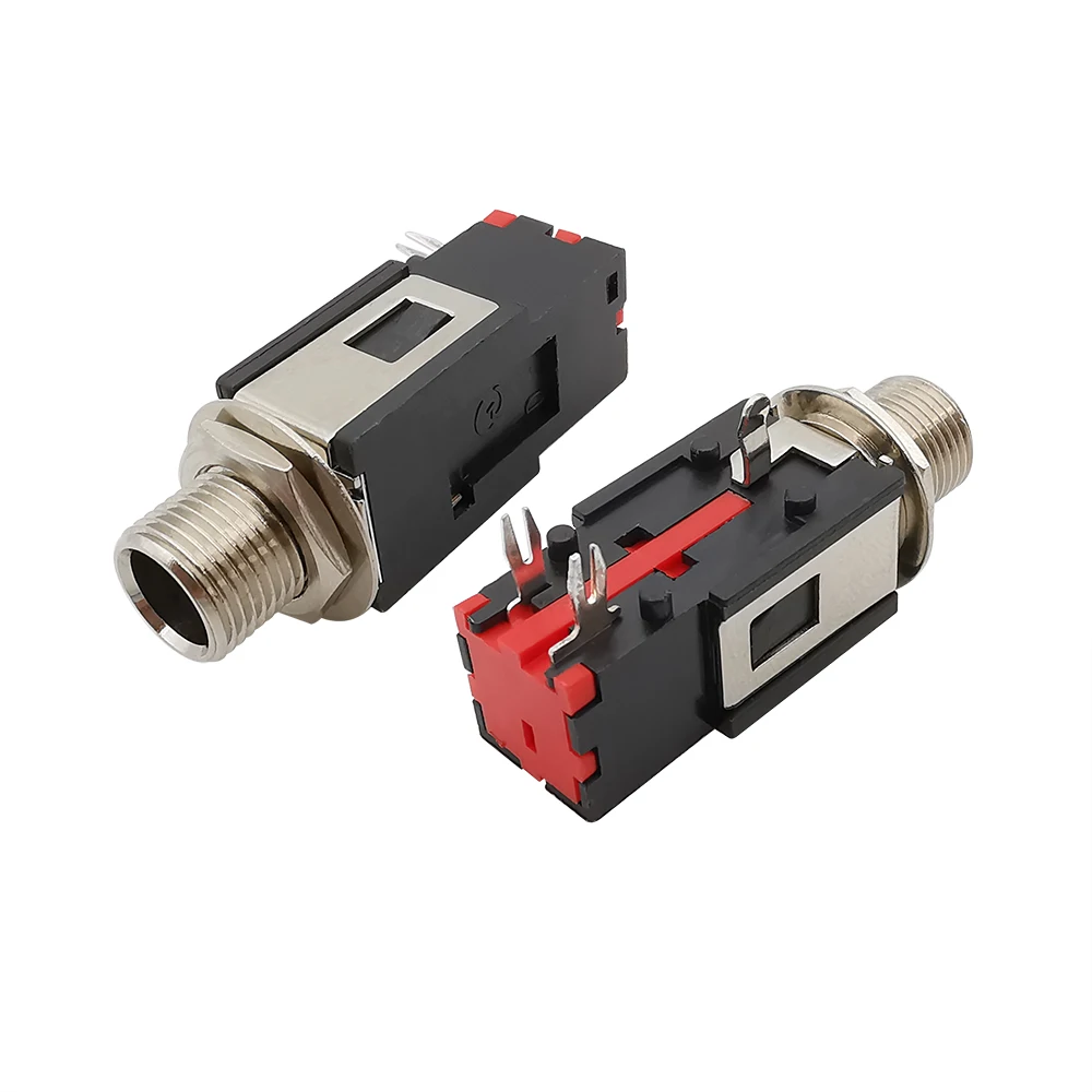 1/2/5Pcs Thread Lock 6.35mm Headphone Socket Phone Audio Mono/Stereo Female Jack Connector 6.35 1/4 inch Panel Mount Adapter - купить по