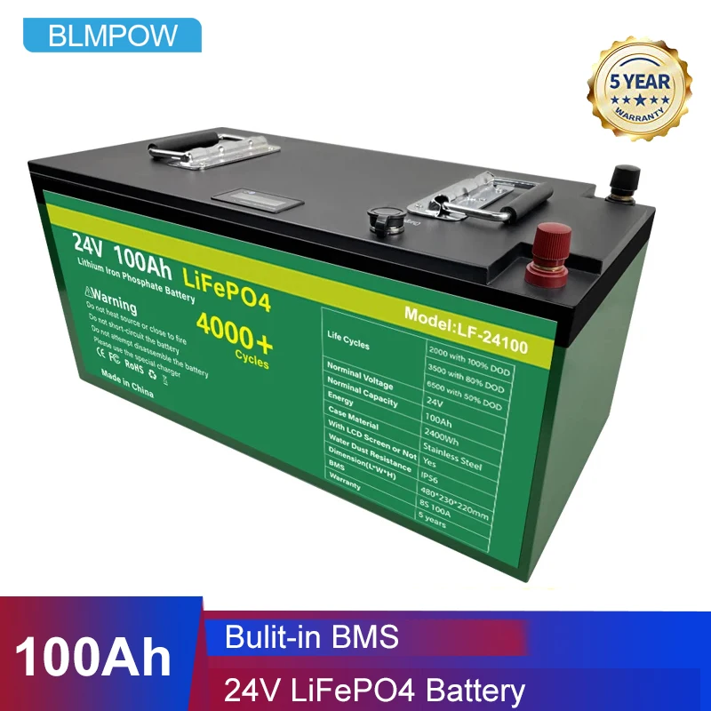 Новый комплект батарей 24 в 100 Ач Lifepo4 ач с встроенной BMS DIY 48 В литий железо