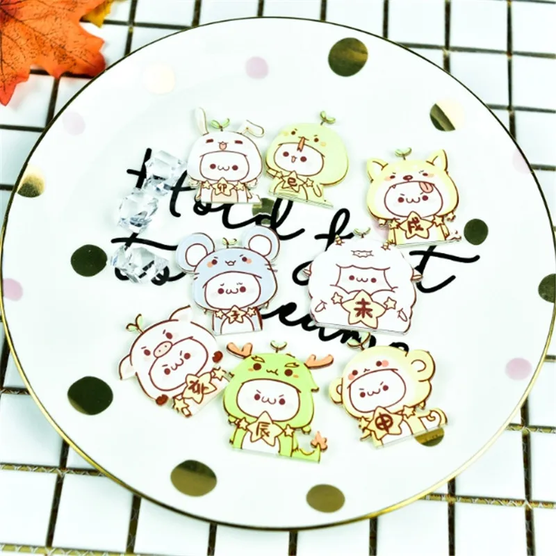 1 шт. мультфильм аниме китайского зодиака значки на одежду акриловые Значки